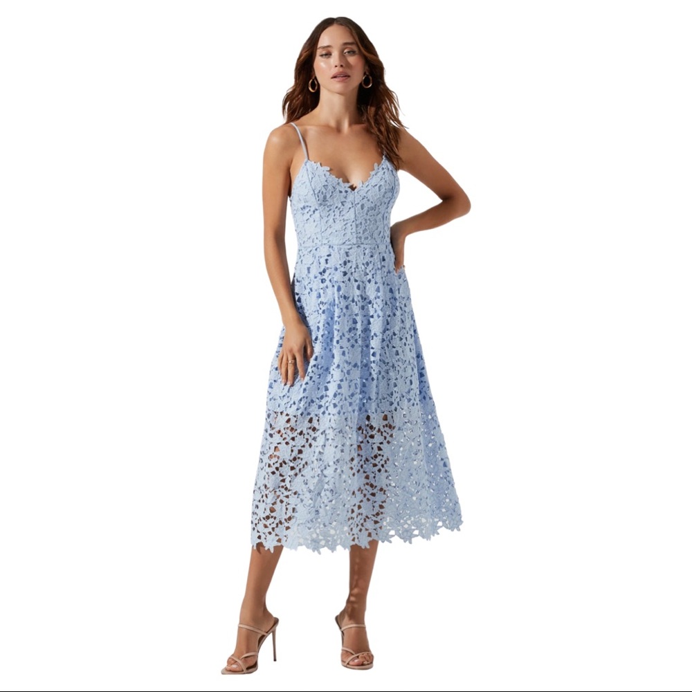 ASTR Light Blue Lace Midi Dress